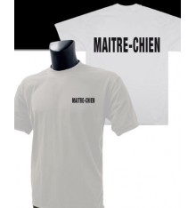 t shirt imprimé maitre-chien blanc