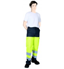 Pantalon HV classe II Jaune fluo/marine