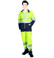 Blouson-veste HV classe II jaune fluo/marine