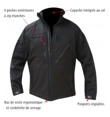 BLOUSON NOIR SOFTSHELL 3 COUCHES DINTEX +